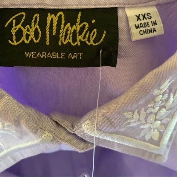 Bob Mackie NWT Wearables Art Lavender Embroidered Top Size XXS - Picture 7 of 11